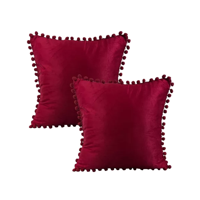 Genérico - Pack De 2 Fundas De Cojines Terciopelo Con Pompones 45X45 Cm Conchevino
