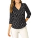 thumbnail image 4 of INSPIRE CHIC Blusa de Mujer para Regreso a Clases Cuello en V Mangas 3/4 Estampado de Lunares y Corazones con Botones al Frente Negro 2XL, 4 of 7