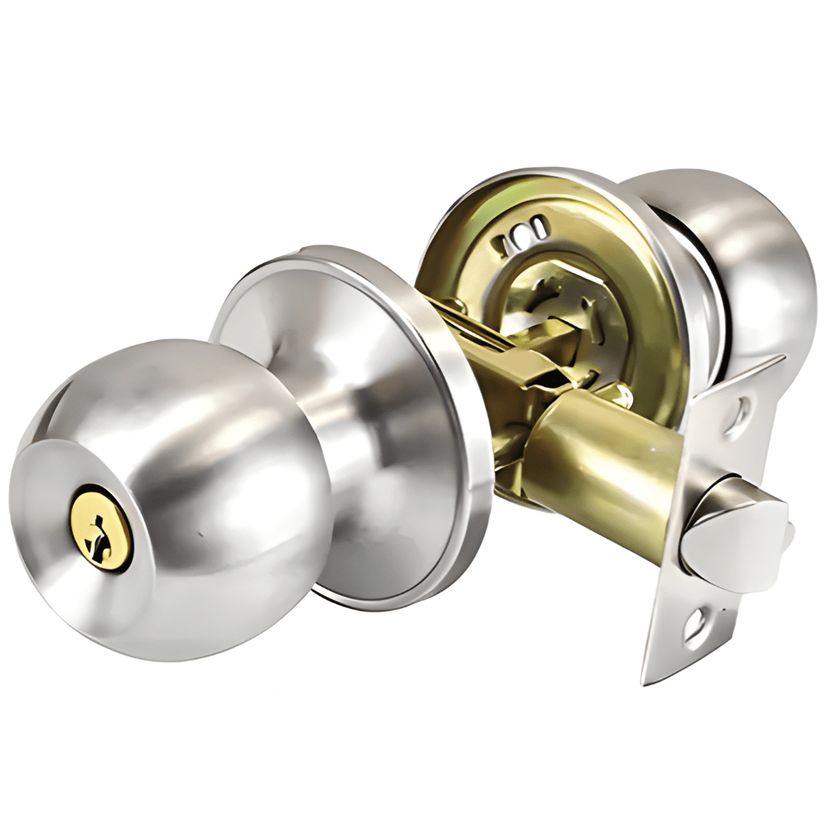 Genérica - Cerradura Puerta Principal Acero Inoxidable Circular Plata