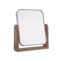 Vgo - Espejo Rectangular De Mesa Con Base Madera