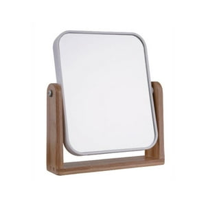 Vgo - Espejo Rectangular De Mesa Con Base Madera