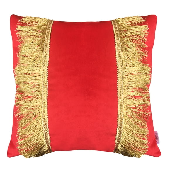 FUNDA COJIN DECORATIVO DISEÑO FESTIVO ROJO Y DORADO 50x50