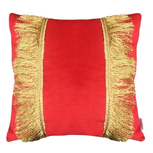 Elizabeth Peper - Cojin Decorativo Diseño Festivo Rojo Y Dorado 50X50 Relleno