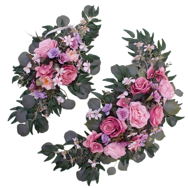 Flor artificial Swag Set Decorativo Floral Swag Flor Pared Telón de fondo boda Guirnalda para fiesta Jardín Fotografía Cumpleaños Boda