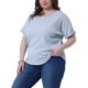 thumbnail image 4 of Agnes Orinda Camisetas Texturizadas de Talla Grande para Mujer con Mangas Cortas Enrolladas Cuello Redondo Blusas Básicas Casuales 4X Azul Claro, 4 of 6
