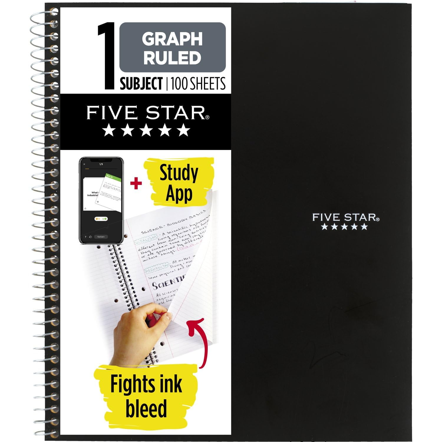 Cuaderno Five Star Spiral, 1 Tema, Gráfico Rayado, 100 Hojas