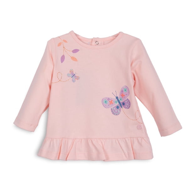 Polera Bebé Niña Manga Larga Mariposas Damasco Pillin