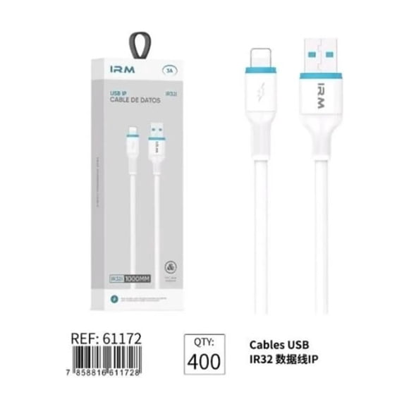 Cable De Carga Compatible iPhone 6 7 8 X Ipad Lightning 1 Metro Marca IRM