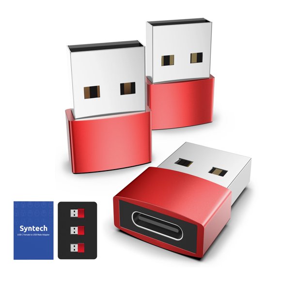 Adaptador USB Syntech USB‑C a USB, paquete de 3, aluminio