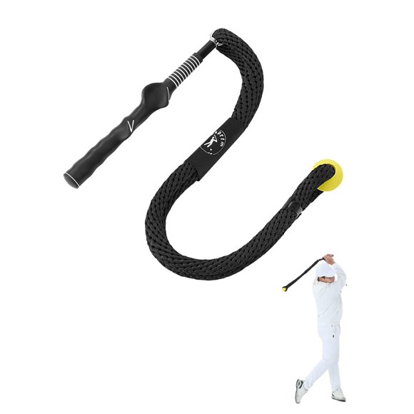 Entrenador de Swing de Golf con Cuerda y Empuñadura Moldeada Negra Cusprtm