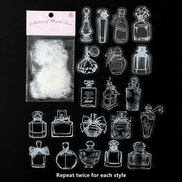 40pcs/pack Retro Glass Bottle Decorative Stickers for DIY Scrapbooking and Journaling