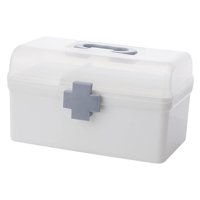 Magideal - Caja Organizadora De Almacenamiento De Medicamentos De 2 Niveles, Contenedor Organizador De Plástico Vacío, Estuche De Transporte De Primeros De Auxilios , 21,2X12X12,5 Cm 212X12X125 Cm