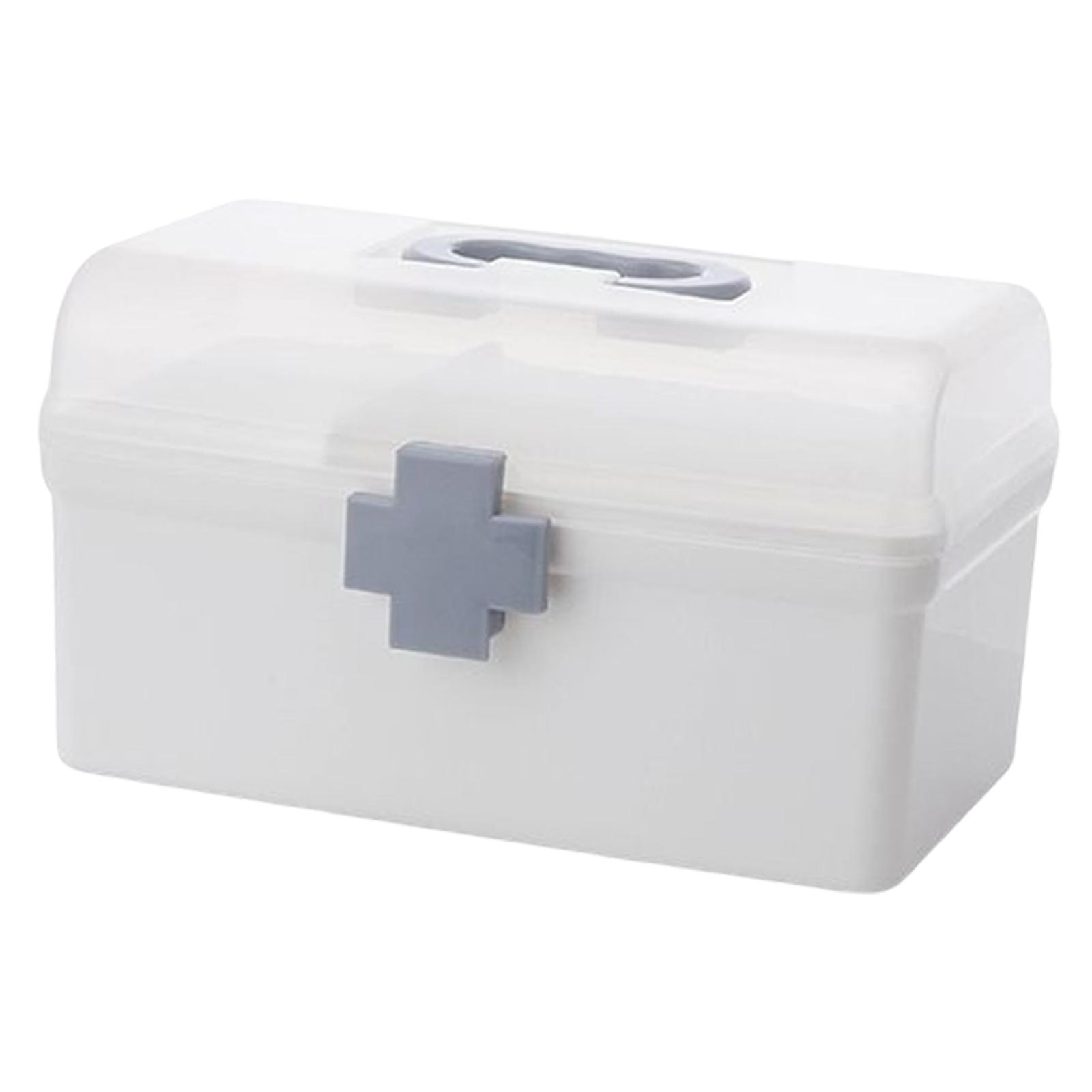 Magideal - Caja Organizadora De Almacenamiento De Medicamentos De 2 Niveles, Contenedor Organizador De Plástico Vacío, Estuche De Transporte De Primeros De Auxilios , 21,2X12X12,5 Cm 212X12X125 Cm