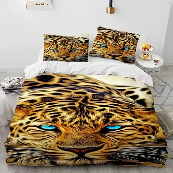 3D Tiger Rose Leopard Animal Luxury Comforter Bedding Set,Duvet Cover Bed Set Quilt Cover Pillowcase Bedding Set Bed Sheets