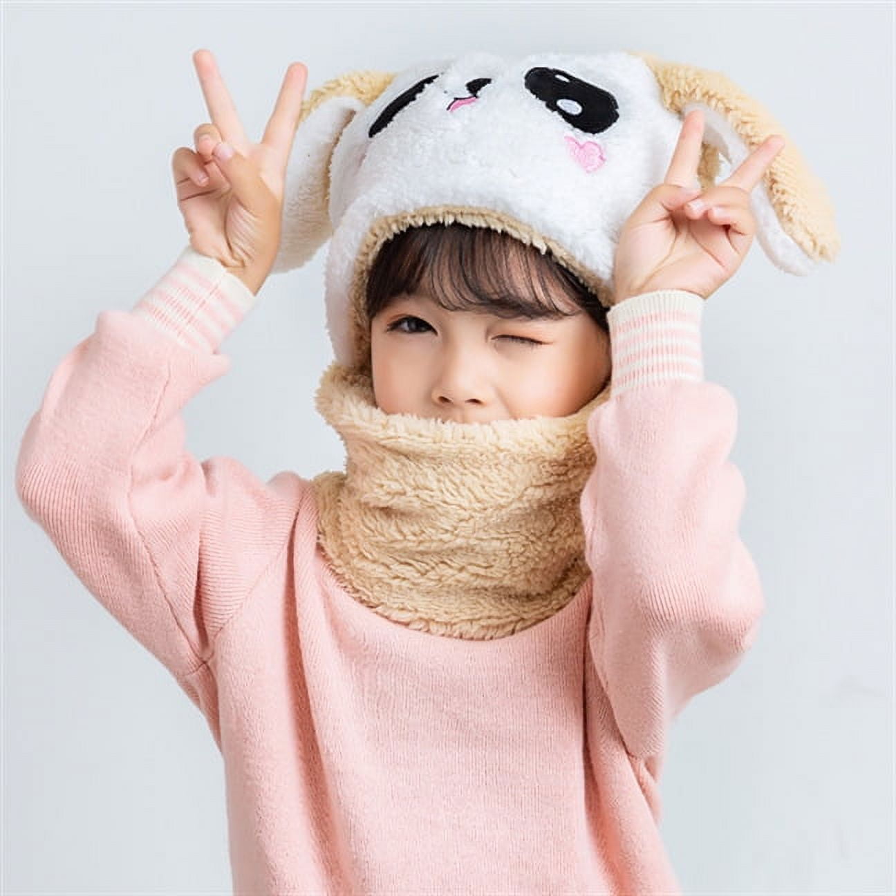 El Edén - Gorro Con Cuello Para Niño/a Diseño Conejo, Invierno Talla M Café Claro