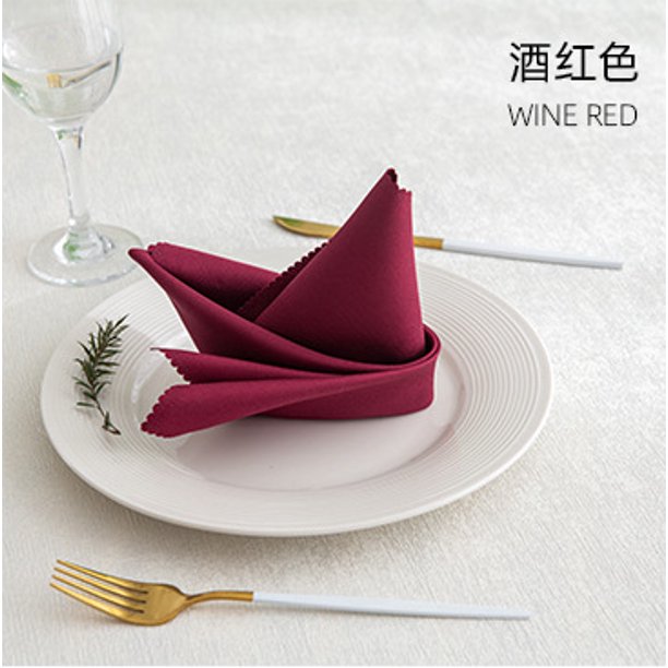 Xiao Hua 12 servilletas de tela rojo oscuro - 35 x 35 cm (13,78 x 13,78 pulgadas), lavables, de poliéster, de color liso, reutilizables para restaurantes, cenas festivas y uso diario.