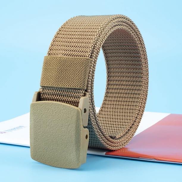 Men's Nylon Canvas Belt Plastic Buckle Metal-Free Military Tactical Waist Belt Outdoor Hiking Web Webbing Belt