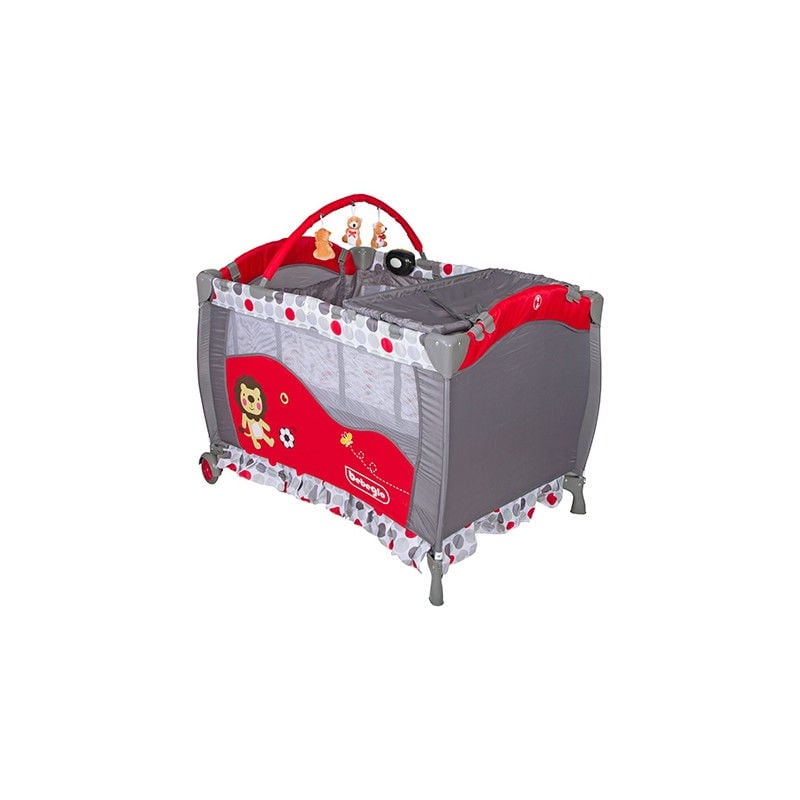 Bebeglo - Cuna Corral Con Mudador Rojo Rs-6190 Rosado