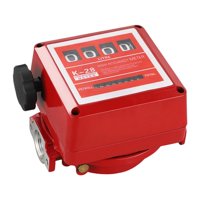 Magideal - Medidor De Flujo De Combustible Mecánico Aluminio Reinicio Manual Rendimiento Estable Lectura Clara Multiusos Precisión ± 1% Pantalla 4 Digitales Rojo