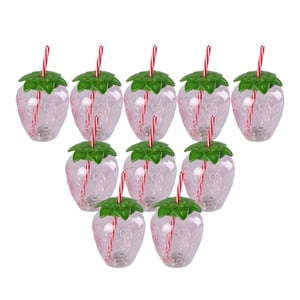 Bothyi - 10 Vasos Para Beber Con Pajita Y Diseño De Fresa Para Niños, Para Cumpleaños En El Hogar Hawaiano, Transparentes