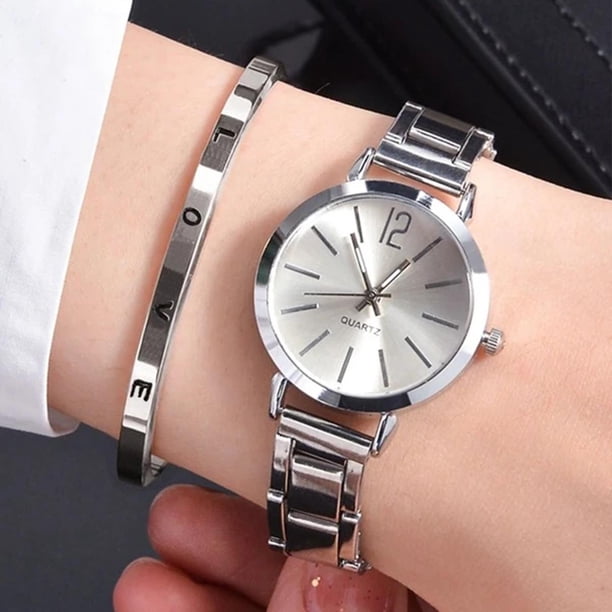 Ladies' Stylish Digital Alloy & Quartz Watch with LOVE Bracelet - A Perfect Gift for Her!