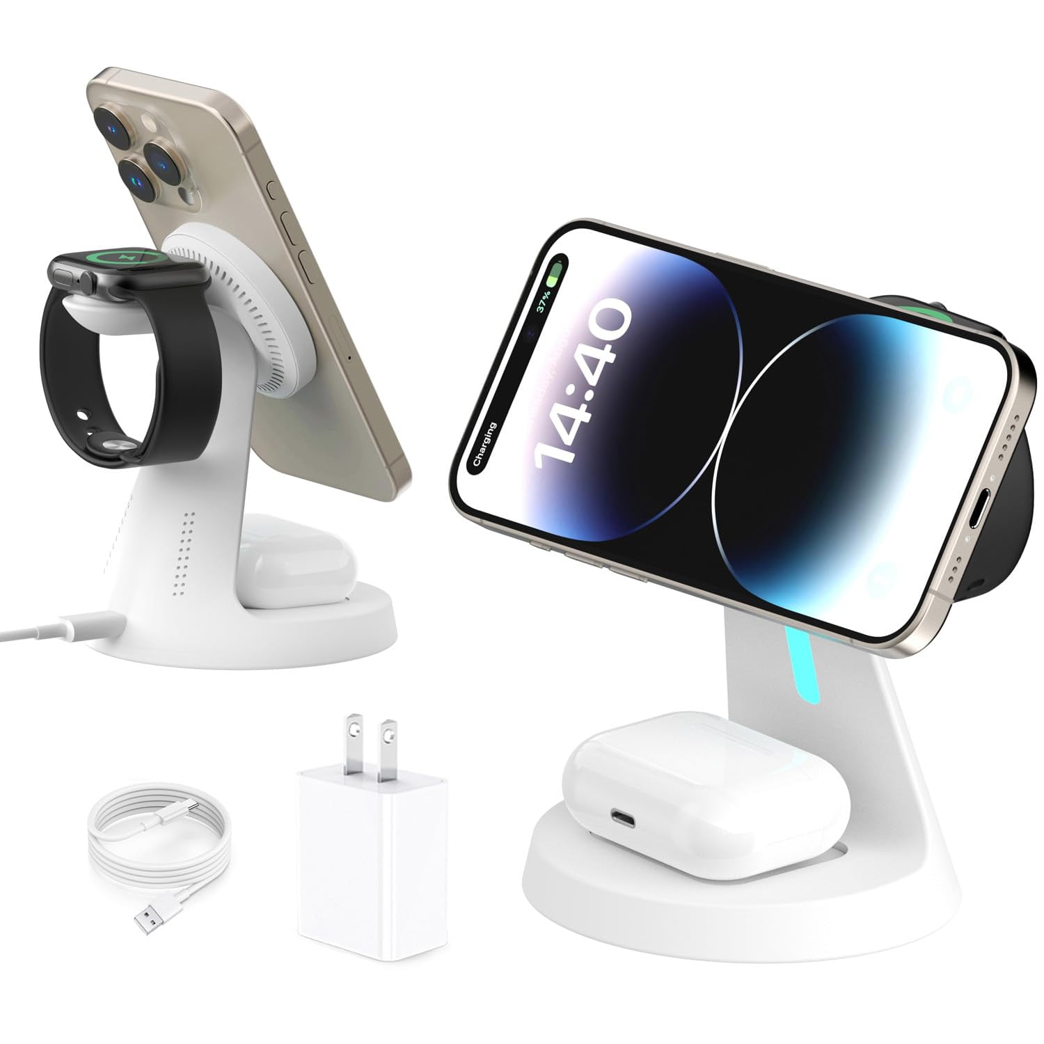 Cargador Inalámbrico Utotrip 3 En 1 Magsafe De Carga Rápida De 15 W