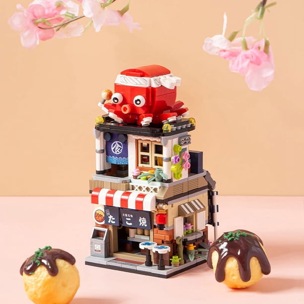 Woodblock Streetscape Seafood Shop, Mini Small Piece Assembly Toys, Educational Girls For Children