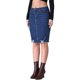 thumbnail image 4 of INSPIRE CHIC Falda de Mezclilla para Mujer de Regreso a Clases con Dobladillo Deshilachado, Cintura Alta, Estilo Roto, por Encima de la Rodilla, Azul Oscuro XL, 4 of 6