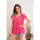 thumbnail image 1 of Blusa Polera Mujer Manga Corta Tipo Broderi Tendencia cuello V 0047, 1 of 3