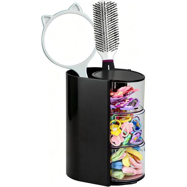 Organizador Luscinia de 3 Niveles y Rotación 180° para Cepillos y Accesorios de Cabello – Negro