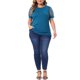 thumbnail image 2 of Agnes Orinda Camiseta de Mujer Talla Grande Manga Corta de Malla Cuello Redondo Blusa Casual Sólida 2025 4X Azul, 2 of 6