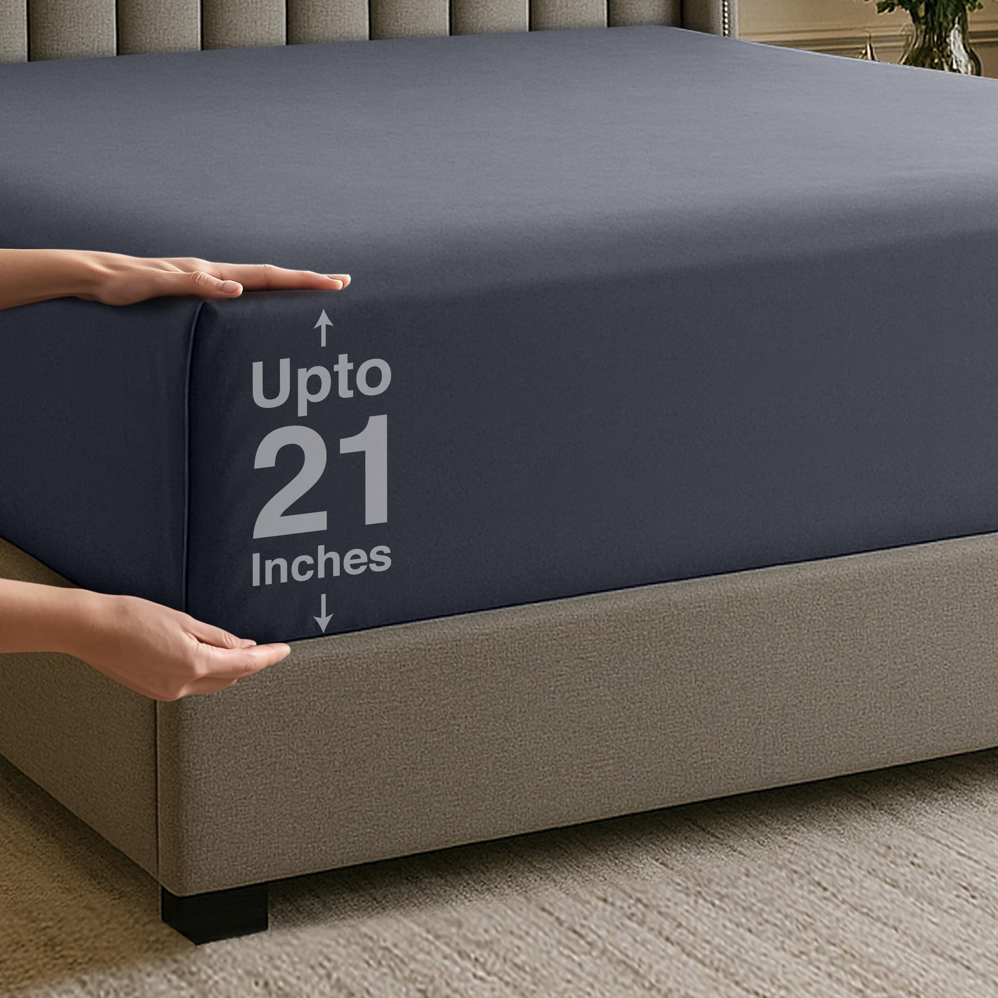 Sábana Bajera Utopia Bedding Queen Deep Pocket, Gris