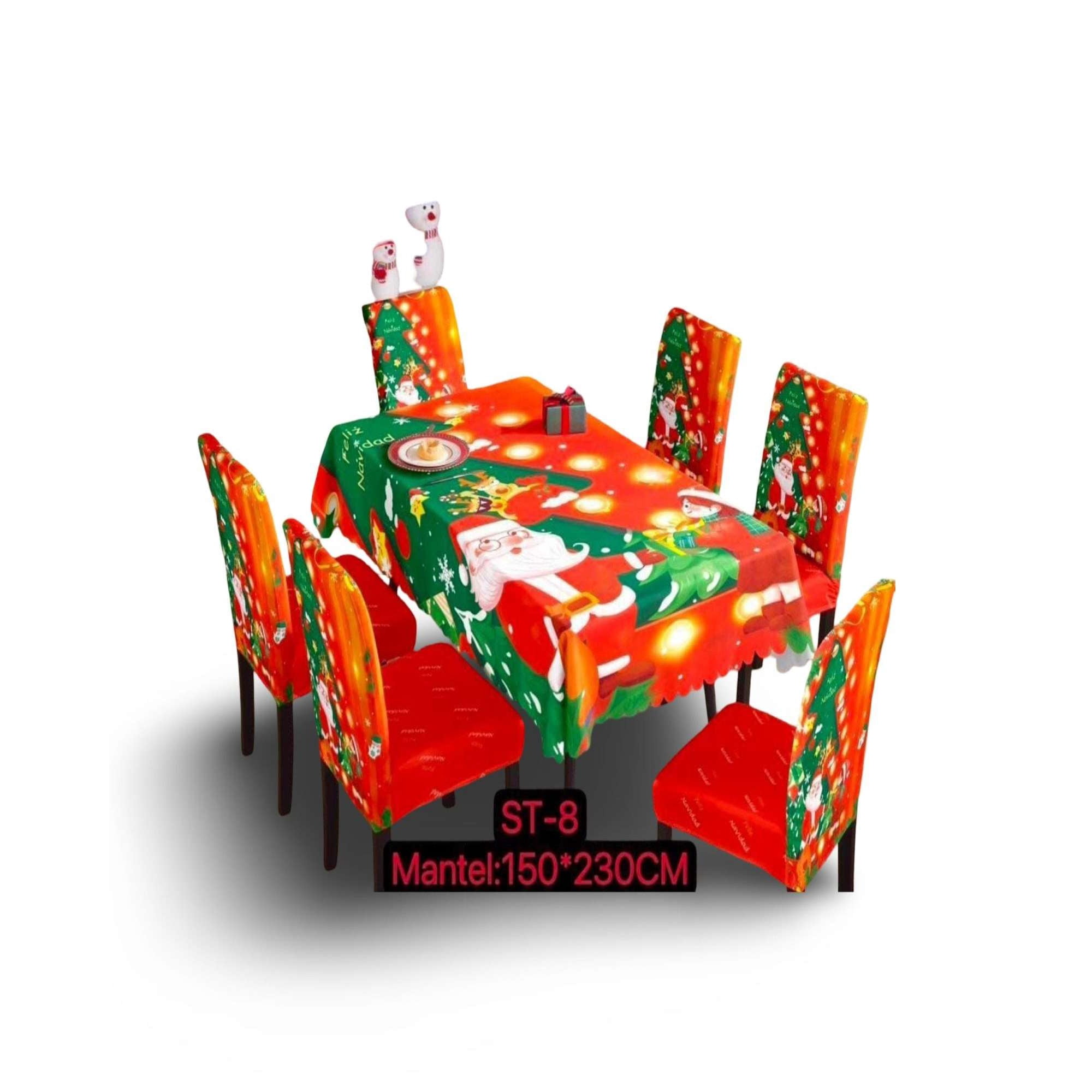 Mylhogar - Mantel De Navidad Mas 6 Fundas De Sillas