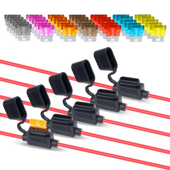 Portafusibles en línea Ledvillage Pack de 5, 30 cm, 16 AWG con 35 fusibles