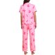 thumbnail image 3 of INSPIRE CHIC Conjunto de Pijama para Mujer Manga Corta Ropa de Dormir Camisones Botones Estampado Cuello Solapa Pantalones Pierna Ancha Recta Cintura Elástica Conjuntos Descanso 2XL Rosa, 3 of 6
