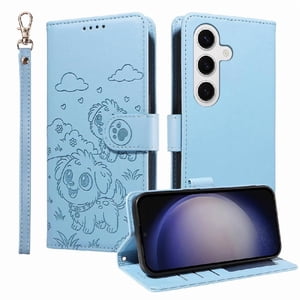 Funda Billetera Foxdock Compatible Con Samsung Galaxy S25 Plus, Diseño Perrito Tierno, Ranuras Para Tarjetas Y Soporte Plegable