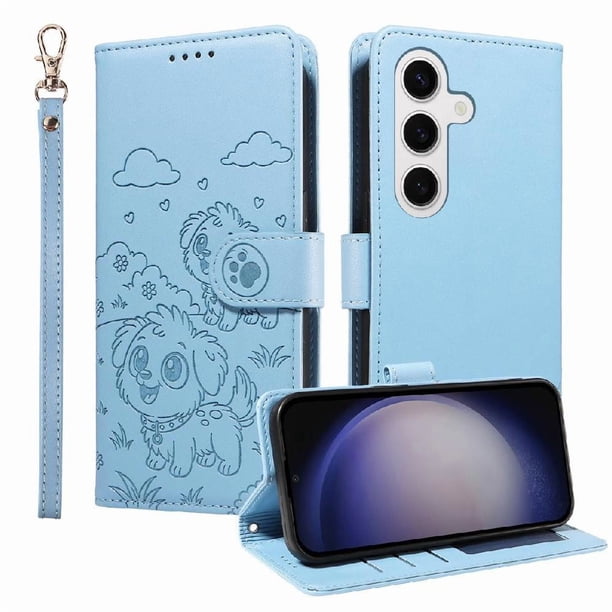Funda Billetera FOXDOCK Compatible con Samsung Galaxy S25 Plus, Diseño Perrito Tierno, Ranuras para Tarjetas y Soporte Plegable