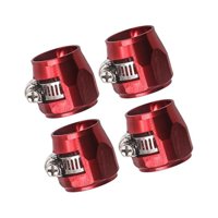 Ioensy - Abrazaderas De Acabado De Manguera De 4 Piezas De Aleación De Aluminio Con Conectores De Manguera De Banda De Tornillo Rojo An4