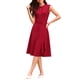 thumbnail image 2 of INSPIRE CHIC Vestido sin mangas de línea A para mujer con cuello plisado y cintura con lazo, vestido de verano para el trabajo, M Rojo, 2 of 5