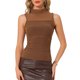 thumbnail image 1 of INSPIRE CHIC Top de Tanque de Malla Semitransparente para Mujer sin Mangas Ajustado para Fiesta Club con Fruncidos XS Caramelo, 1 of 6
