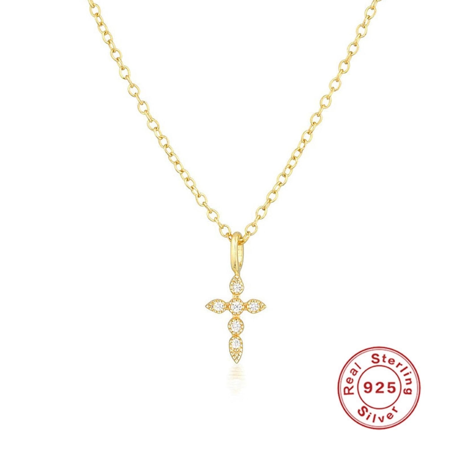 Heshpaws - Collar Cruz Religiosa De Plata De Ley