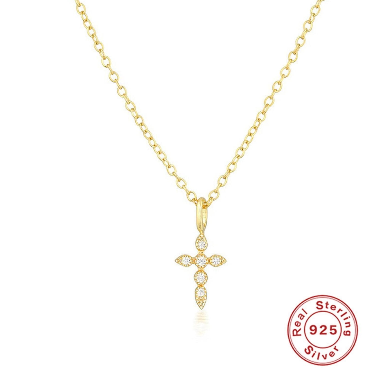 Heshpaws - Collar Cruz Religiosa De Plata De Ley