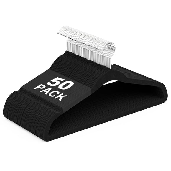 Perchas de ropa UEAKPIC 50 unidades terciopelo negro