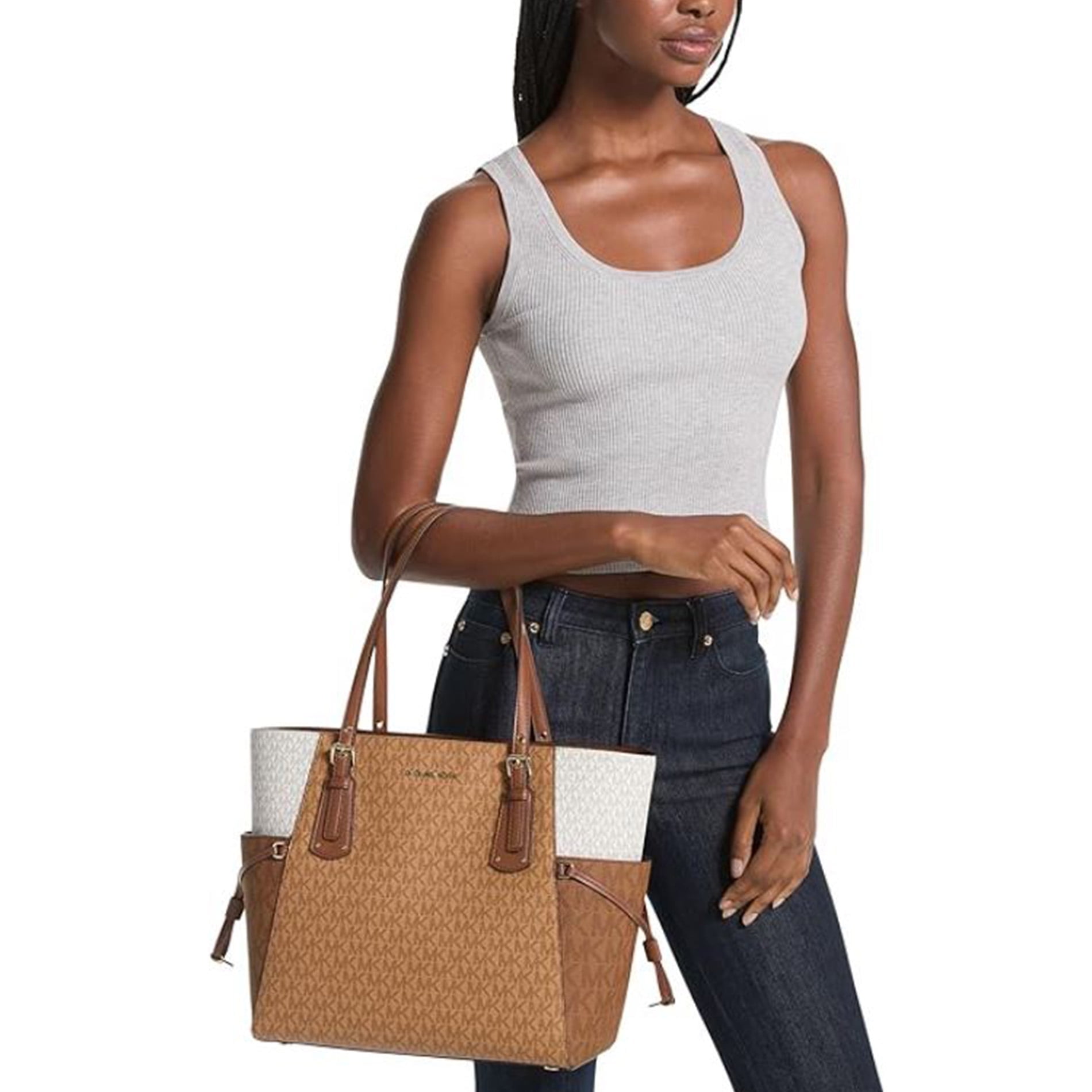 Cartera Michael Kors Bolso Tote Para Mujer Voyager Este Oeste, Maní Pálido Multi 30s0gv6t4v-209
