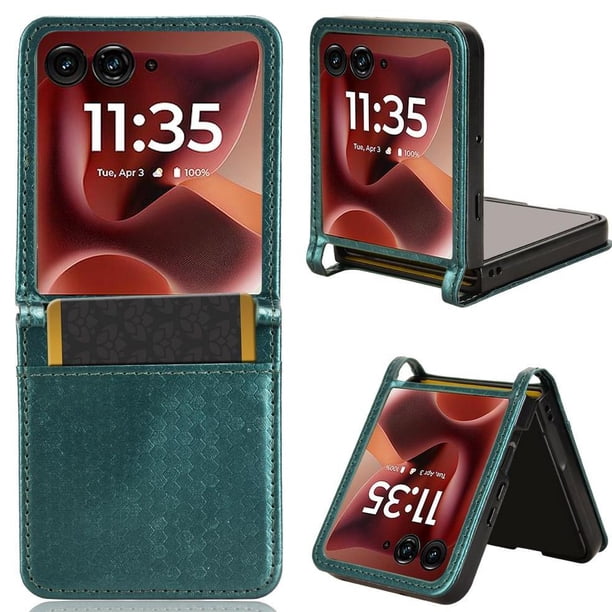 Funda Cartera Lunares Motorola Razr 60 Ultra con Tarjetero, Correa y Soporte Verde