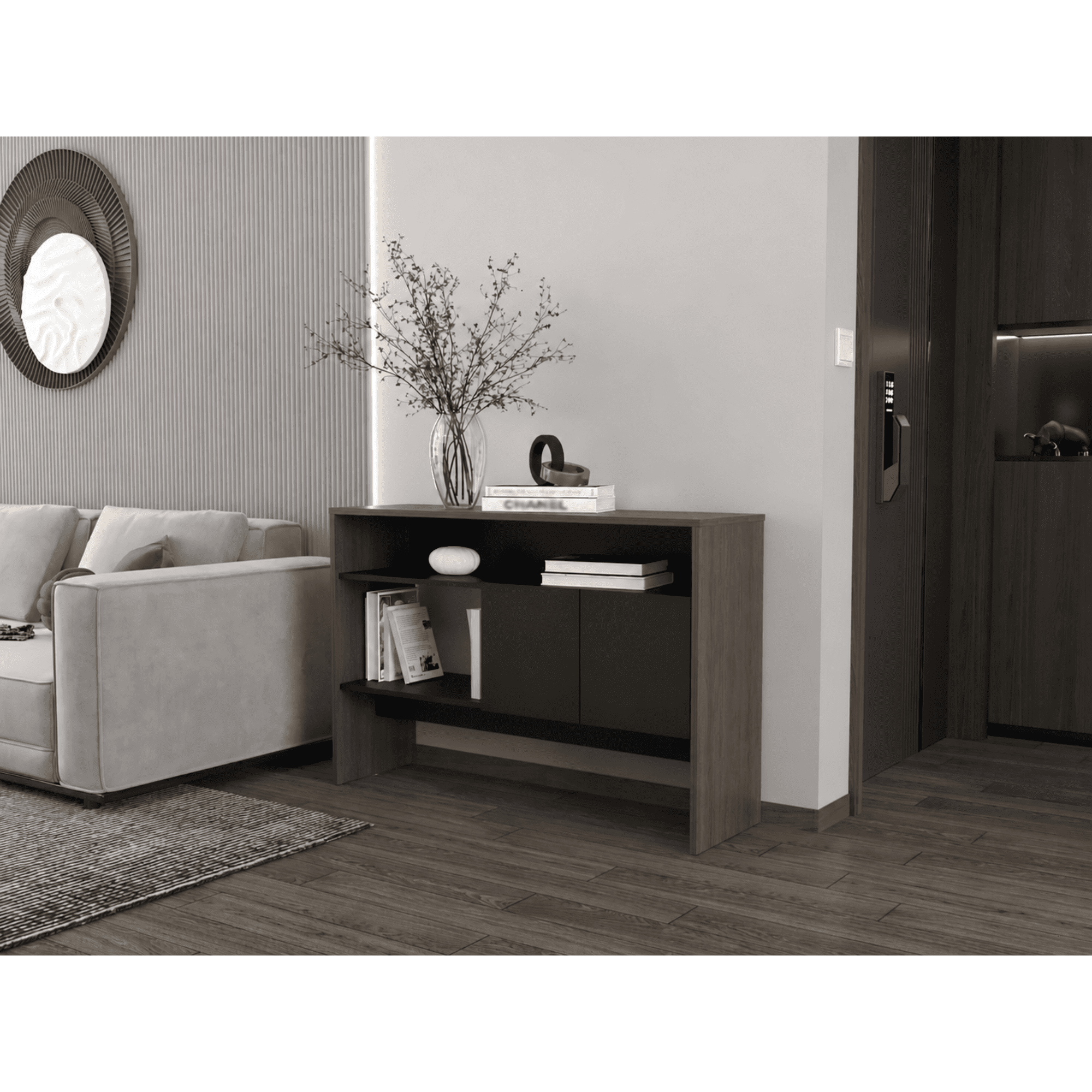 Tuhome - Mueble Arrimo Organizador 2 Puertas Bellagio Siena Y Wengue 80x120x35 Cm