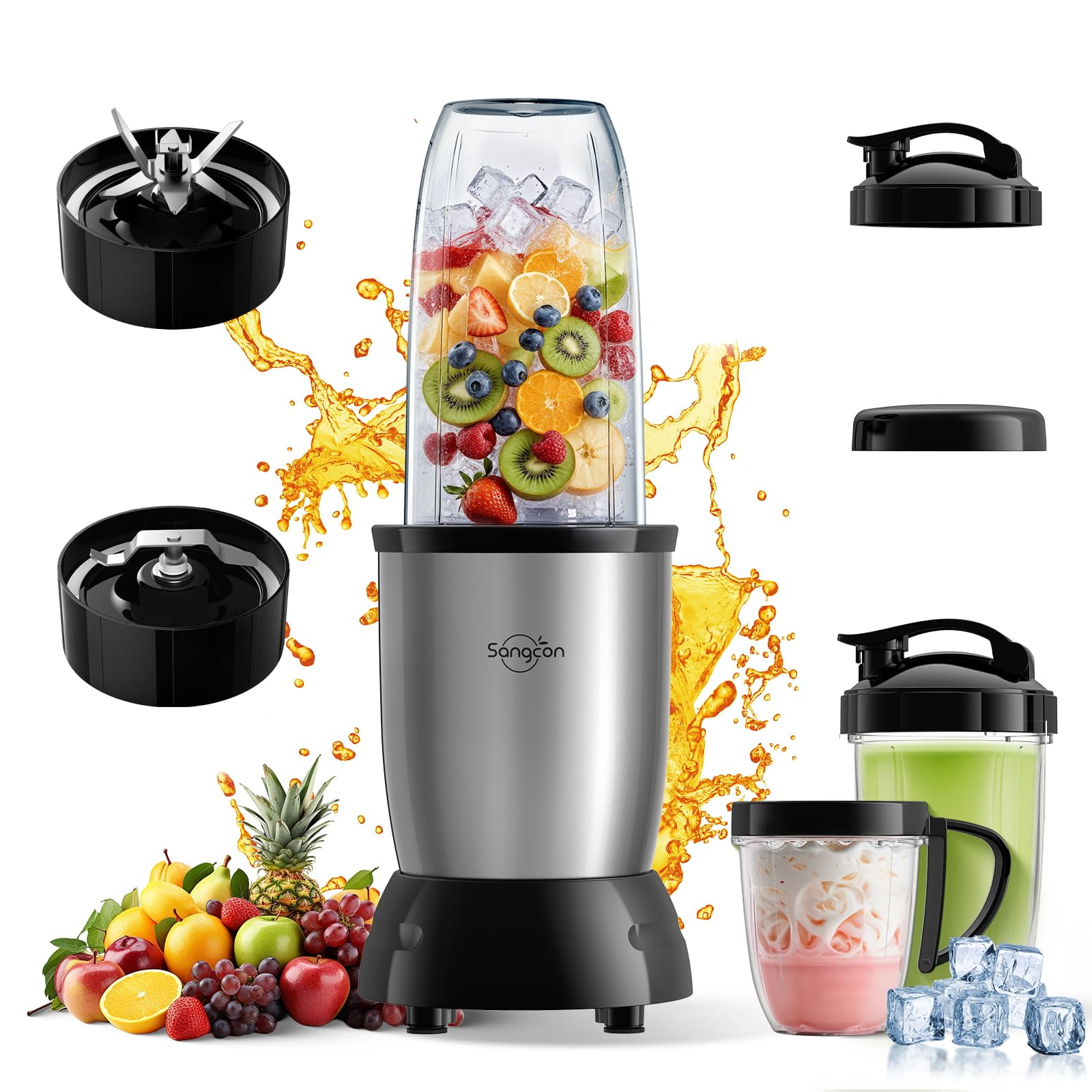 Licuadora Portátil Sangcon De 1000 W Con Vasos Bpa De 710 Ml