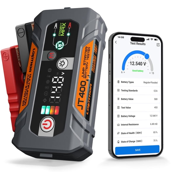 LOKITHOR JT400 Arrancador de Batería 12V y Probador de Baterías 2500A