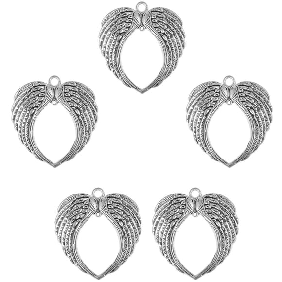 El ángel Doble Grande De La Vendimia 5pcs Se Va Volando La Plata Diy De La Antigüedad De La Joyería