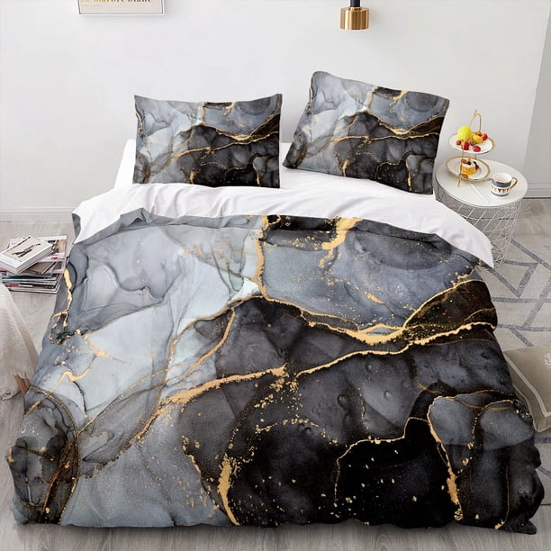 ed Textured Marble Bedding Set Boys Girls Duvet Cover Pillowcase Bed Kids Adult Home Textileextile